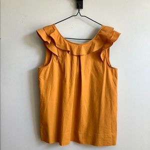J Crew Ruffle Sleeve Summer Top in Mustard Yellow